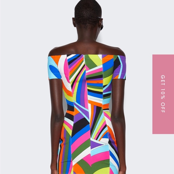 Emilio Pucci Multicolor Off-Shoulder Mini Dress - Picture 5 of 8